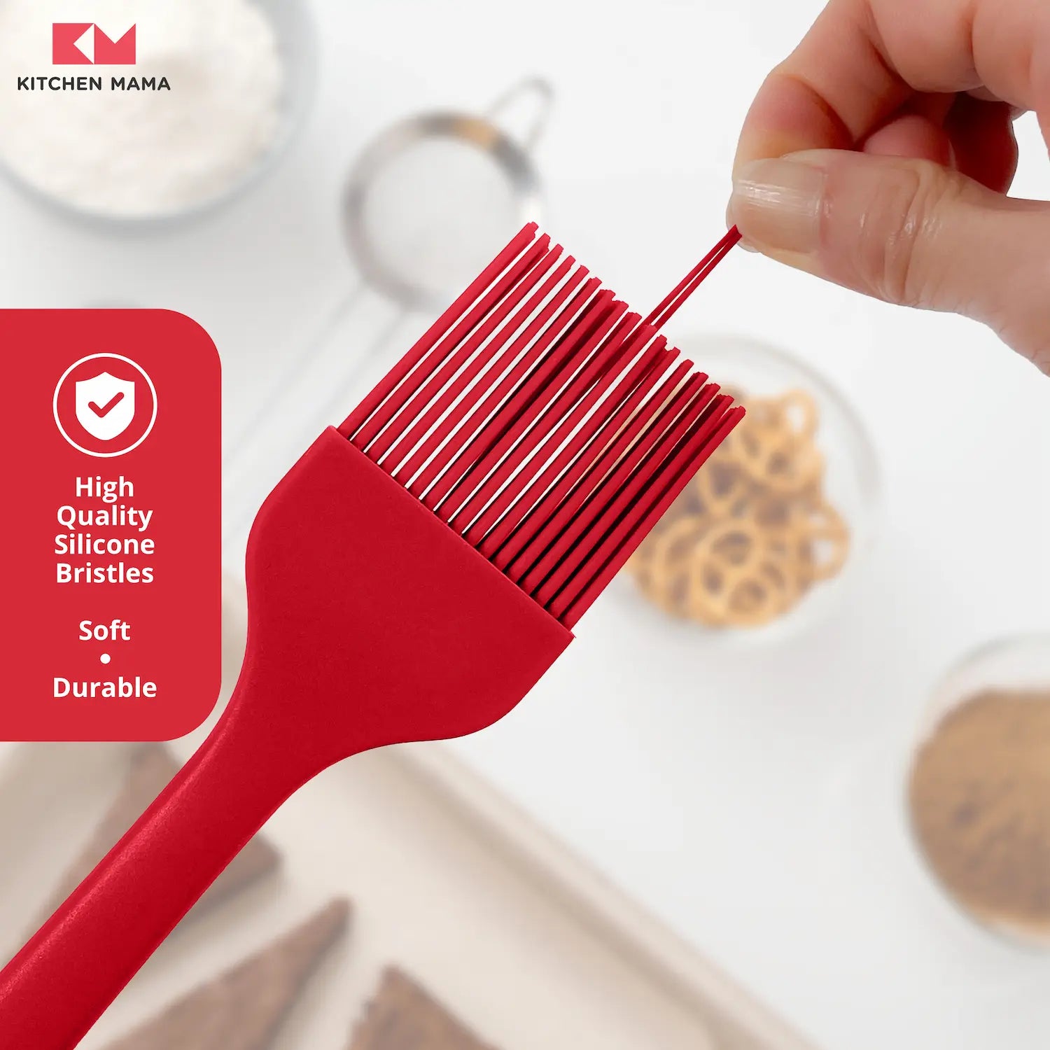 Kitchen Mama Silikon-Backpinsel (2er-Set), rot, SP0120-R, hohe Qualität