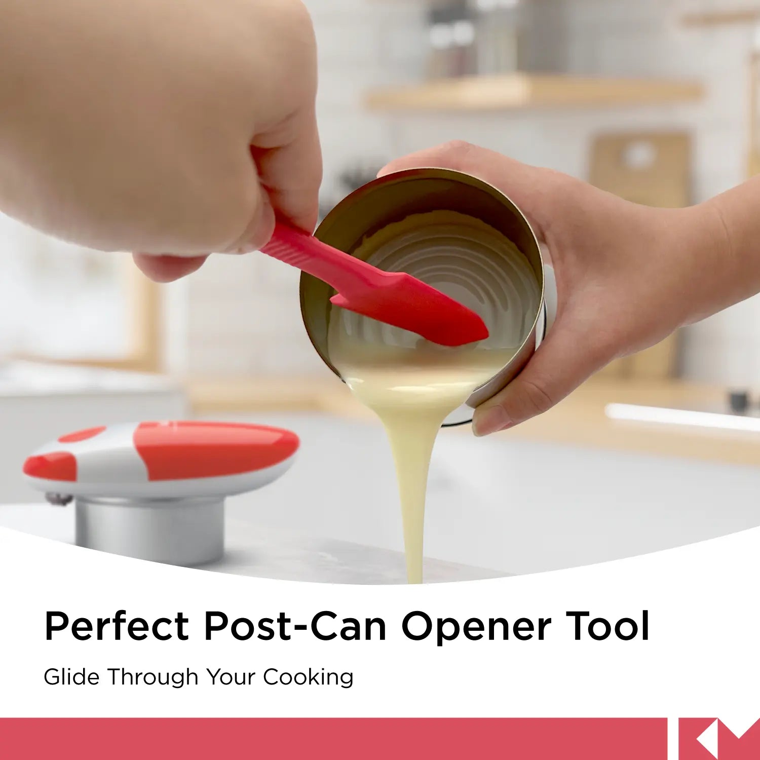 Silikon-Glas- und Dosenspatel, SP0420-R, Rot, perfektes Werkzeug zum Öffnen von Dosen, gleitet durch Ihre Küche